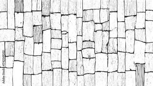 Broken cracked surface. Vector illustration. Monochrome of coarse soil. Grunge textured, distressed, scratched, vintage, weathered, aged, concrete, stone, vectors design on transparent background.
