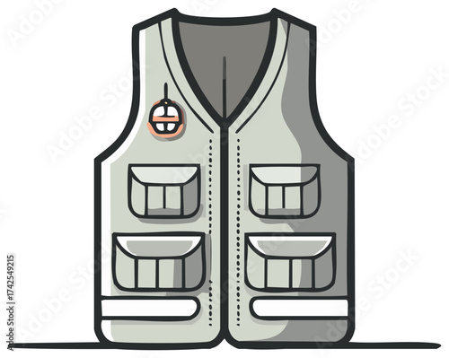 Adventure Vest with Pockets and Fishing Lure Icon