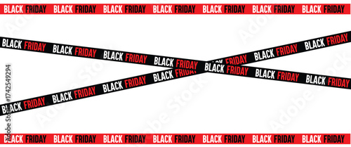ribbons for black friday sale transparent png or isolated on white background, Crossed ribbons. Big sale. Graphic elements. Vector illustration