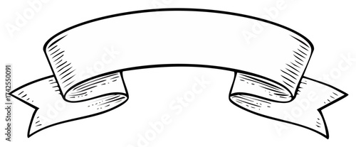 Ornate ribbon banner illustration for text or titles; classic emblem for messages