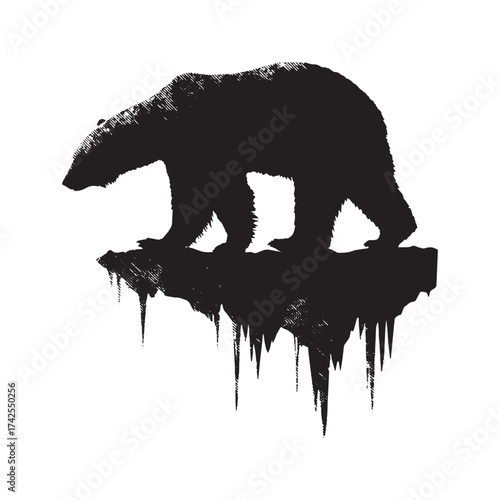 Polar bear on melting ice climate change concept illustration vector