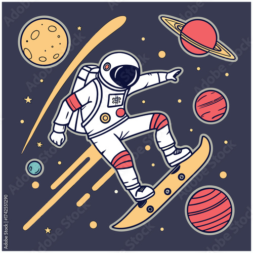 Space Skateboarder T-shirt design