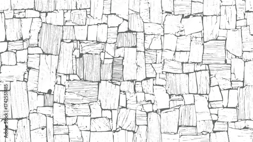 Black and White Cracked Wall Vector Fractured Concrete, Clay, and Soil Texture Seamless crack pattern. Craquelure texture isolated on white Vector illustration vectors design on transparent background