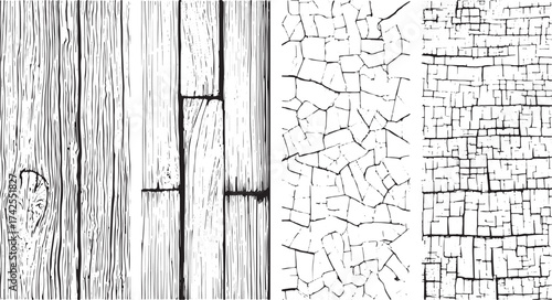 grunge Scratched and Cracked Grunge Urban Texture Wooden set Dust Overlay Distressed Grainy overlay vectors design on transparent background.