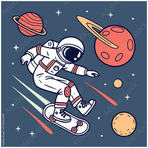 Space Skateboarder T-shirt design