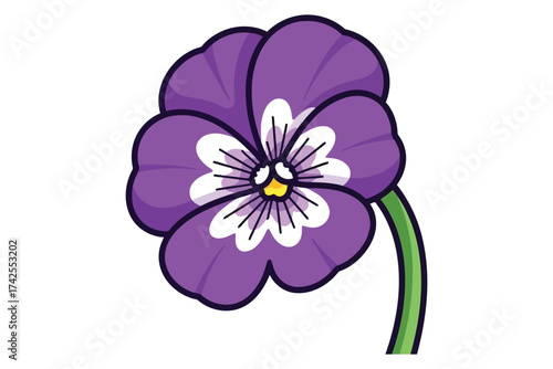 Illustration of a purple pansy flower, a beautiful blossom in full bloom