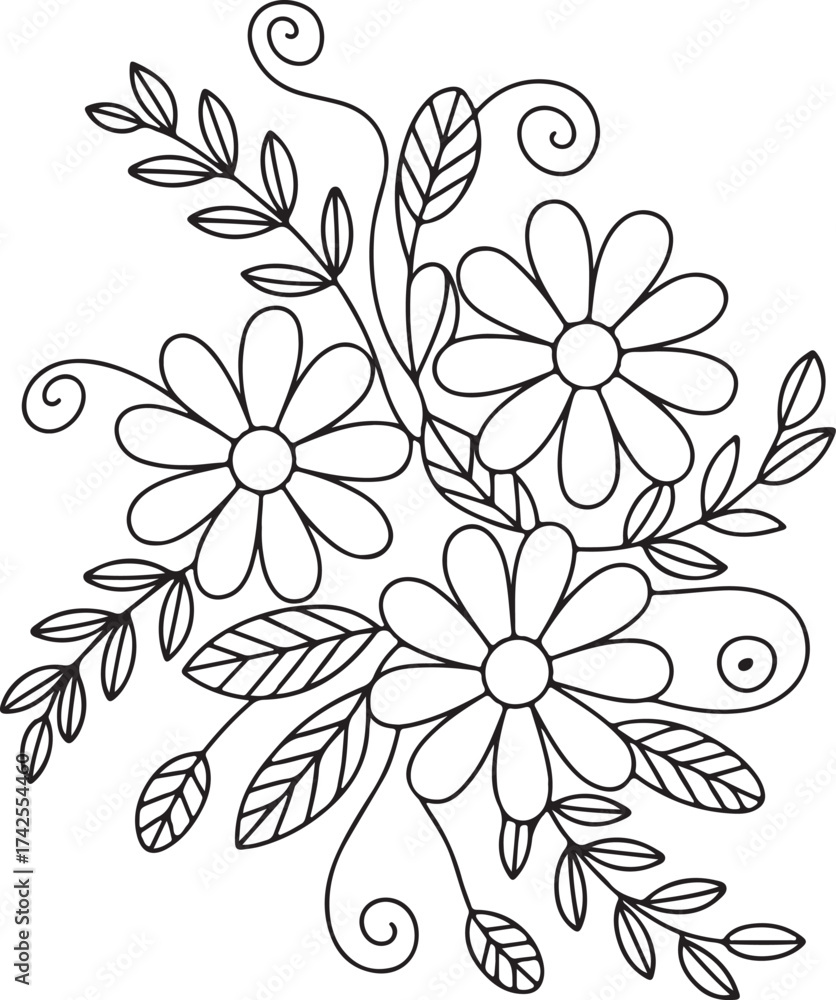 Obraz premium Abstract floral vector background with flowers and decorative elements