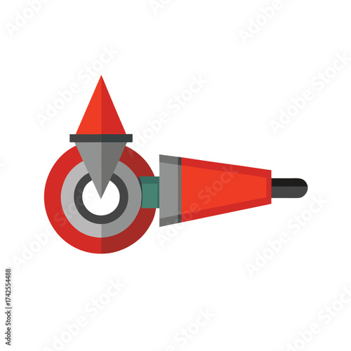 Red and gray plumb bob tool illustration construction