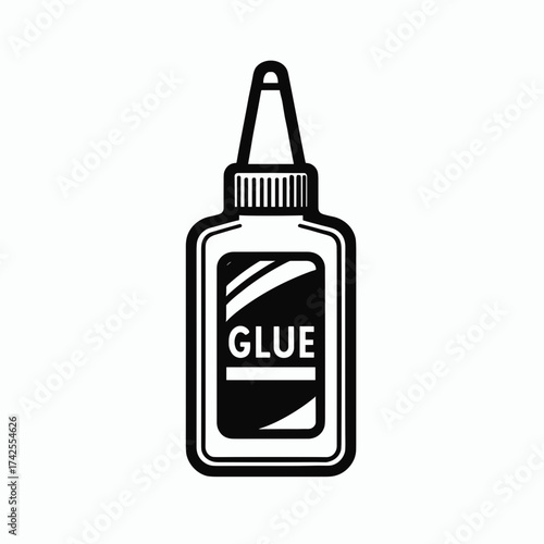 Glue bottle in black and white design for crafting and repair  