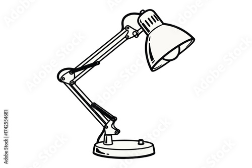 Vector art of continuous line drawing of desk lamp office equipment concept