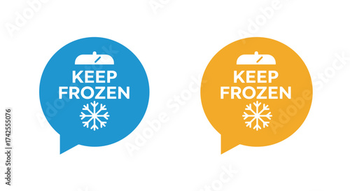 Two speech bubble icons displaying the message keep frozen in different colors