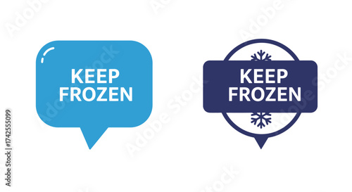 Two keep frozen labels in different shapes blue and dark blue tones