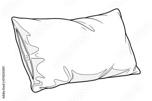 Vector art of simple white pillow with black outline vector illustration