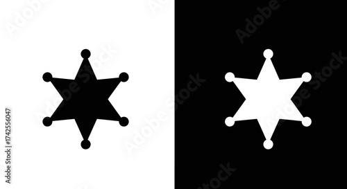 Black and white sheriff stars contrasting against a split background
