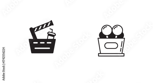 Simple black and white illustration of a laundry basket and clothes