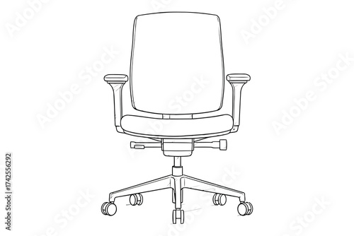 Illustration of an office chair in a simple, clean line art style