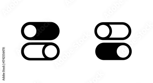 Simple black and white illustration depicting two pairs of toggle switches