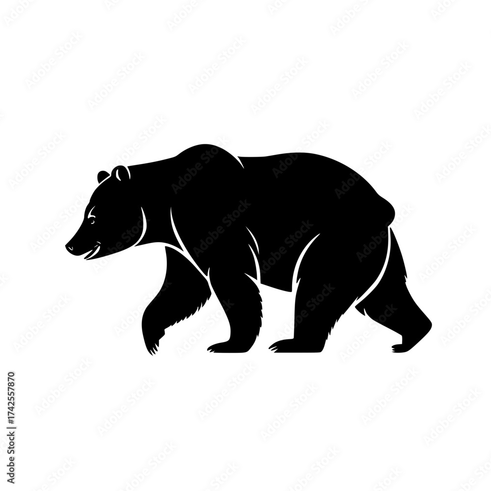 Fototapeta premium Majestic bear silhouette walks powerfully symbolizing strength and resilience in nature's wilderness