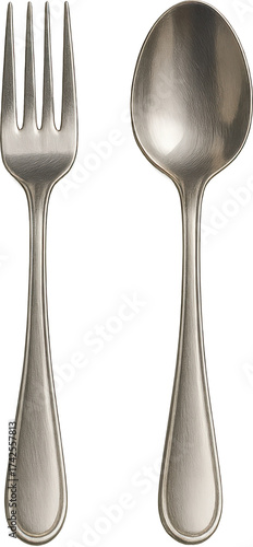 Silver Spoon and Fork Set Isolated