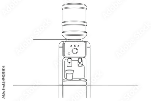 Vector art of outline drawing of a water cooler, a common appliance for dispensing water