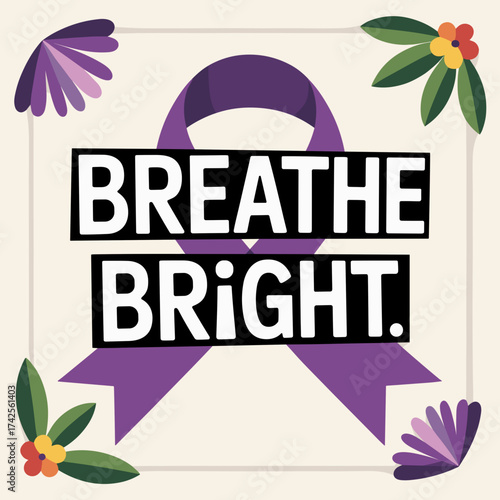Breathe Bright CF Awareness Floral Ribbon Design