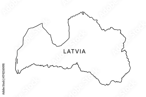 Vector art of outline map of latvia showing the countrys borders and geographical location
