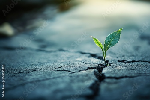 hope as a small green shoot breaking through cracked concrete