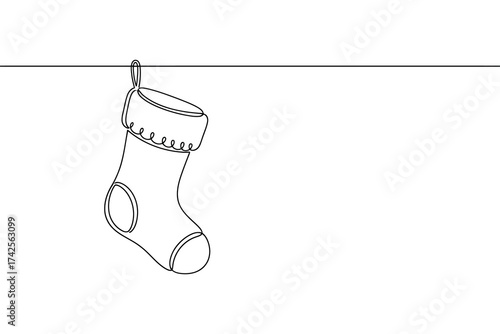 Vector art of christmas stocking hanging on a line, a festive symbol of holiday cheer and tradition