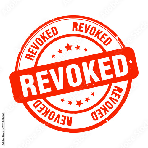 Circular red stamp declaring revoked status officially approved vector