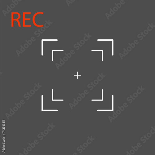 Focus reticle targeting system graphic with red recording indicator overlay vector