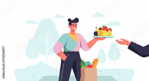 Delivering Fresh Produce At Park With Smiling Man