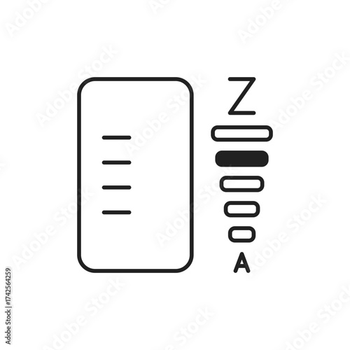 Sort AZ Icon, Letter Alphabet Arrange System Minimal Design