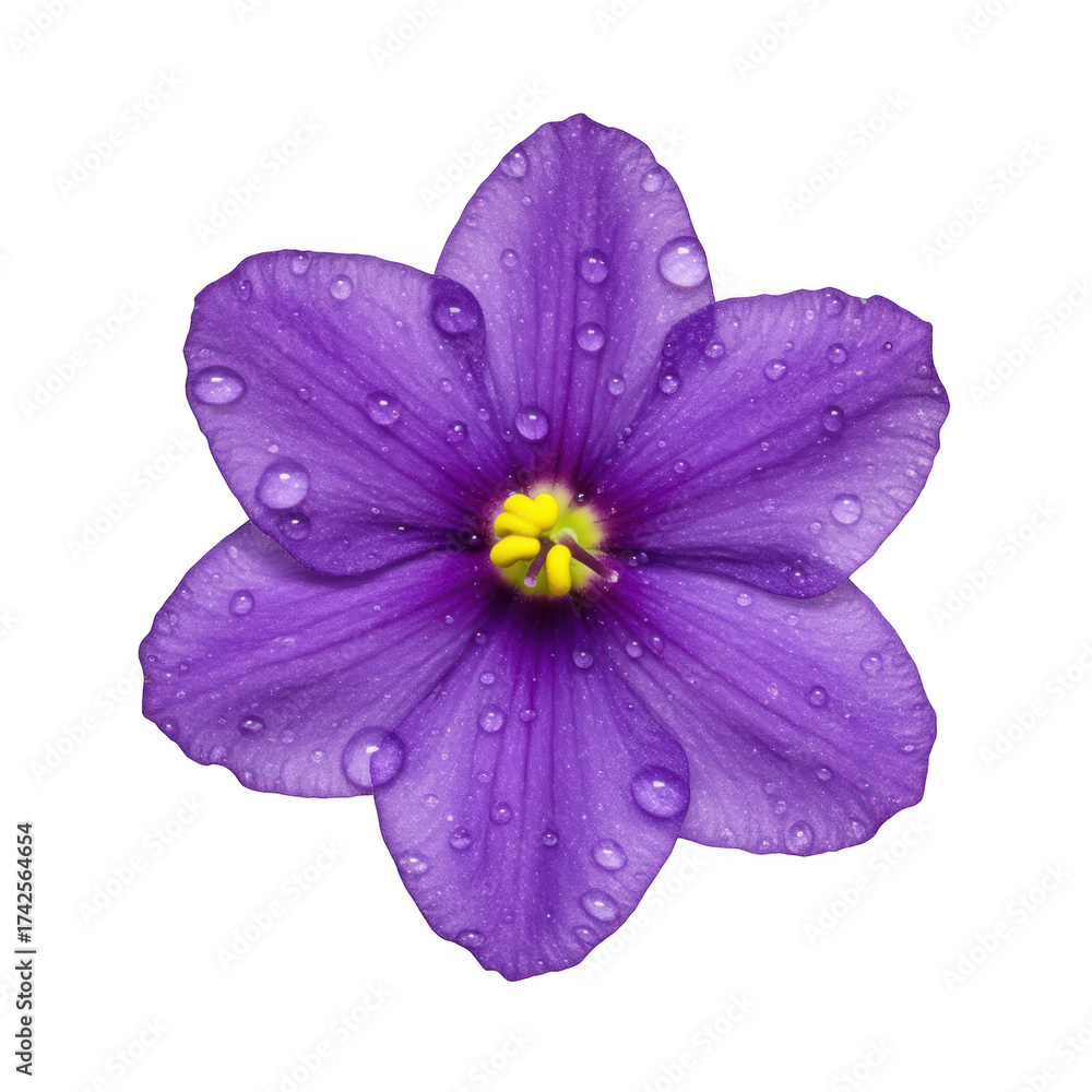 Obraz premium Purple flower with water droplets isolated on transparent background