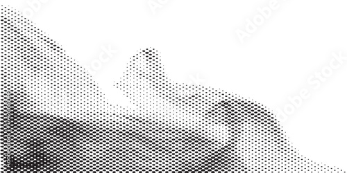 Monochromatic halftone pattern creating an abstract textured dotted landscape.