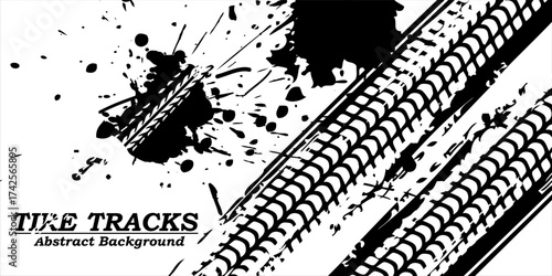 Auto tire tread grunge element. Car and motorcycle tire pattern, wheel tyre tread track. Black tyre print. geometric abstract.