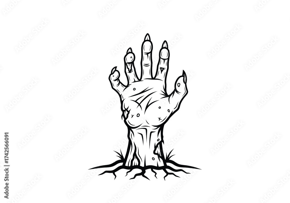 Obraz premium Abstract grayscale image of a hand with rings against a dark black background with pixelated effect