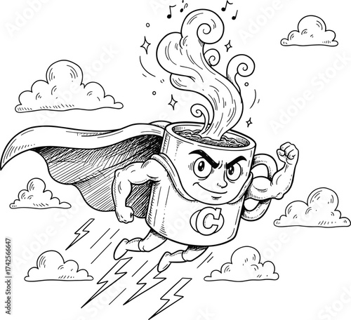 Superhero Coffee Mug Flying with a Cape