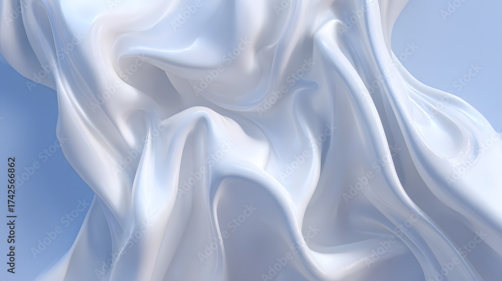 Fototapeta premium Soft white liquid with gentle ripples and subtle blue tones