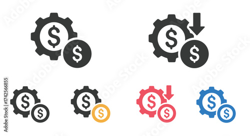 Financial mechanism with gears and dollar signs representing money flow