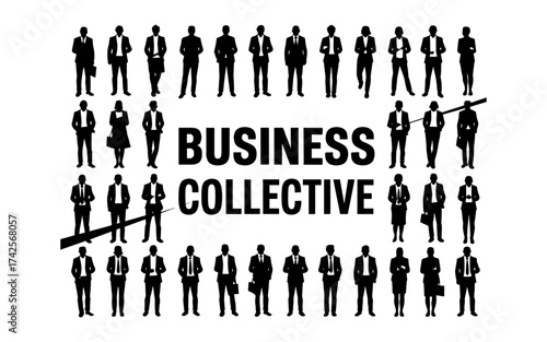 Business people silhouettes vector illustration design, diverse group of male and female business isolated, entrepreneurial, working, corporate staff, office work environment, leadership and success