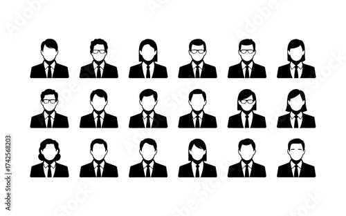Business people silhouettes vector illustration design, diverse group of male and female business isolated, entrepreneurial, working, corporate staff, office work environment, leadership and success