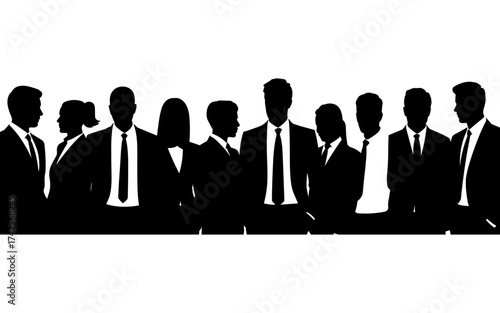 Business people silhouettes vector illustration design, diverse group of male and female business isolated, entrepreneurial, working, corporate staff, office work environment, leadership and success