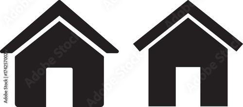 Two simple house icons silhouette
