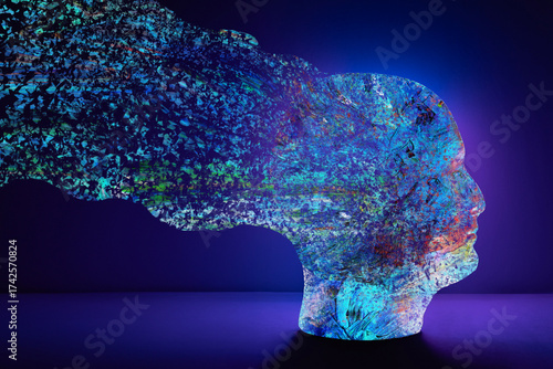 abstract blue background with brain