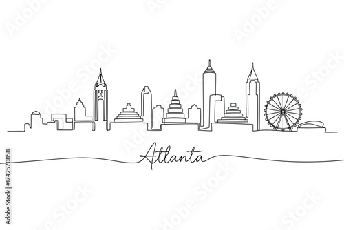 Vector art of atlanta skyline illustration with the city name