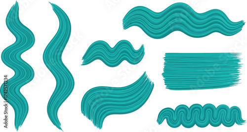 Abstract teal brush strokes and wavy lines creating a sense of artistic flow and texture.