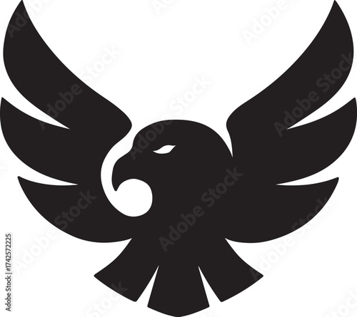 Soaring Eagle Icon: A striking, minimalist graphic showcases a majestic eagle in mid-flight, its wings spread wide, conveying strength and freedom.