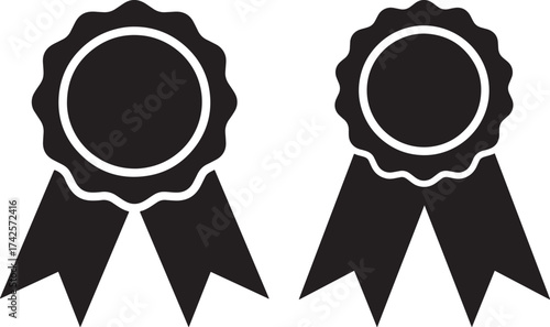 Two black award ribbons silhouette