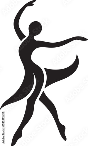 Graceful Dancer Silhouette: A minimalist silhouette captures the fluid grace and elegance of a ballet dancer mid-performance.
