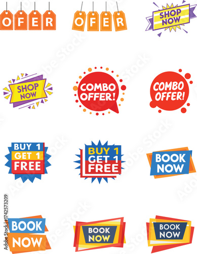 Various sale and offer tags shop combo